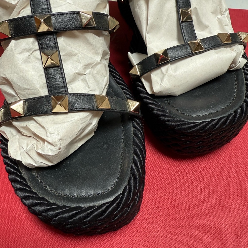 Valentino Black Studded Wedge Sandals 39 - Picture 6 of 6